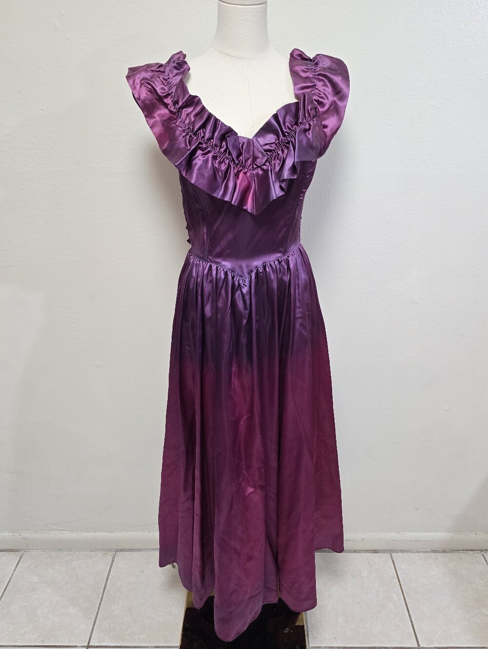 Gunne Sax Vintage 80s Satin Tulle Prom Formal Dress Size 11